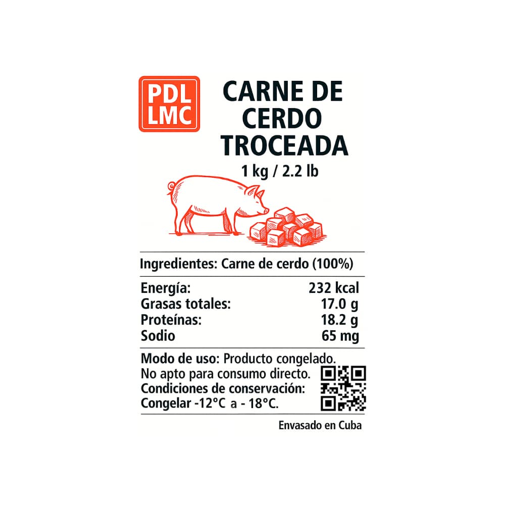 Carne de cerdo troceada PDL LMC (3 x 1 kg / 2.2 lb) - Miniatura 2