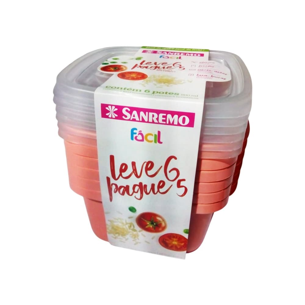 Conjunto de 6 contenedores plàsticos Sanremo (800 ml) - Imagen 1
