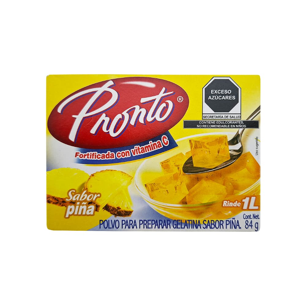 Polvo para preparar gelatina sabor a piña Pronto (84 g / 2.96 oz) - Imagen 1