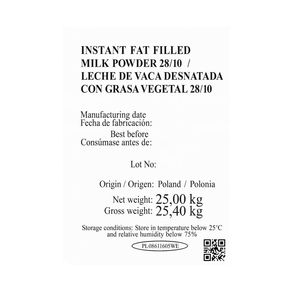 Compuesto lácteo en polvo a base de leche desnatada con grasa vegetal Pure Milk (25 kg / 55 lb) - Miniatura 3