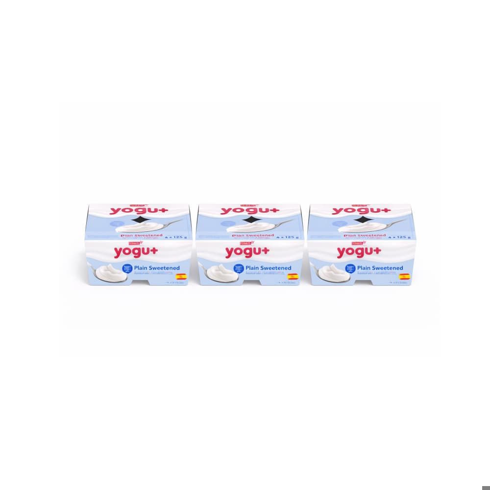 Yogurt pasteurizado sabor natural azucarado Yogu+ Feiraco (12 x 125 g / 4.41 oz) - Miniatura 1
