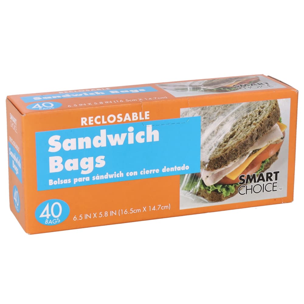 Bolsa plástica para sándwich con cierre dentado Smart Choice (40 U) - Imagen 1