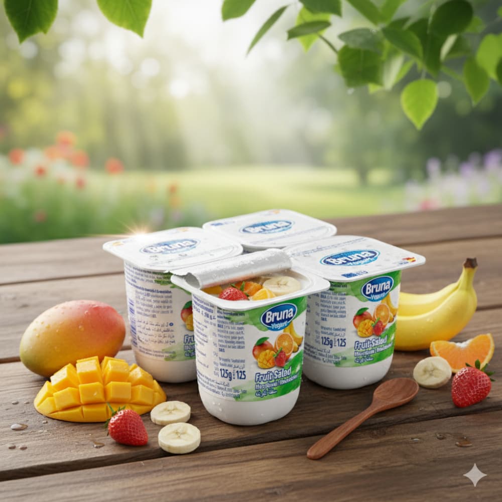 Yogurt pasteurizado sabor a macedonia Bruna (4 x 125 g / 4.41 oz) - Miniatura 5