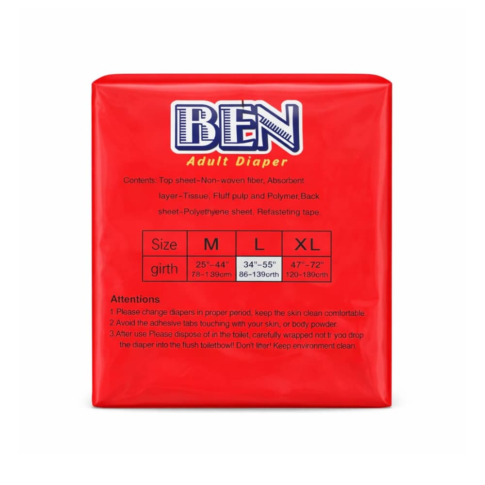 Pañales desechables para adultos talla L Ben (10 U) - Miniatura 2