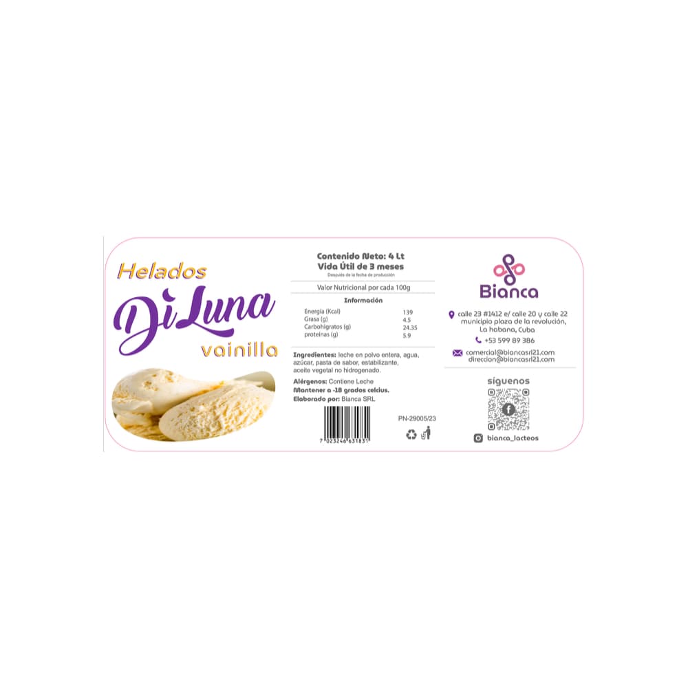 Helado industrial sabor vainilla DiLuna (4 L) - Miniatura 3