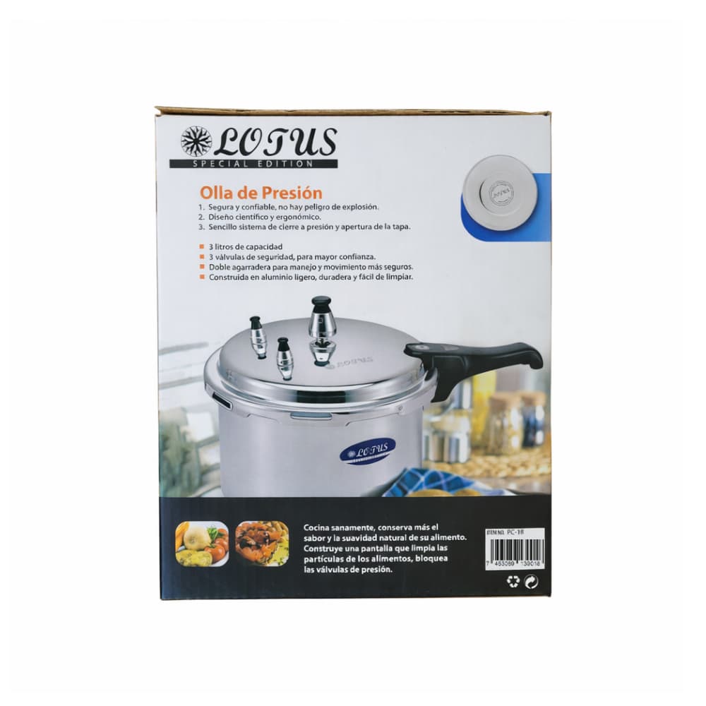 Olla de presión de tres válvulas de 3 L Lotus Home Collection - Miniatura 4