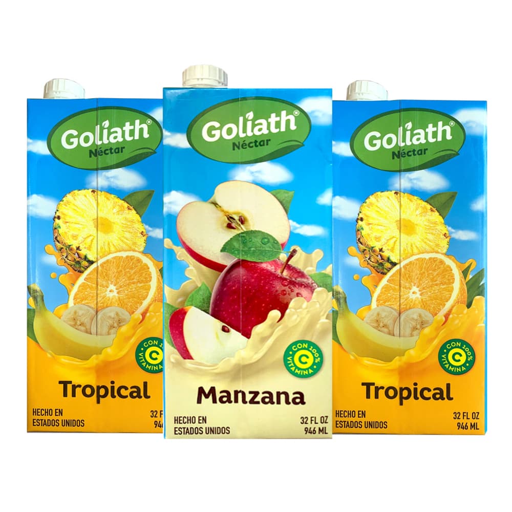 Jugos mixtos sabor a manzana + tropical Goliath - Imagen 1