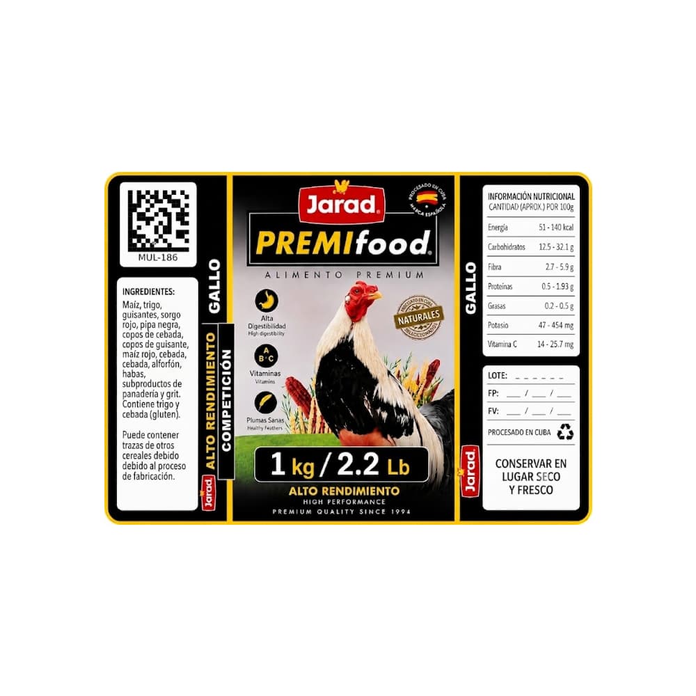 Alimento premium para gallo Jarad Premifood (1 kg / 2.2 lb) - Miniatura 3