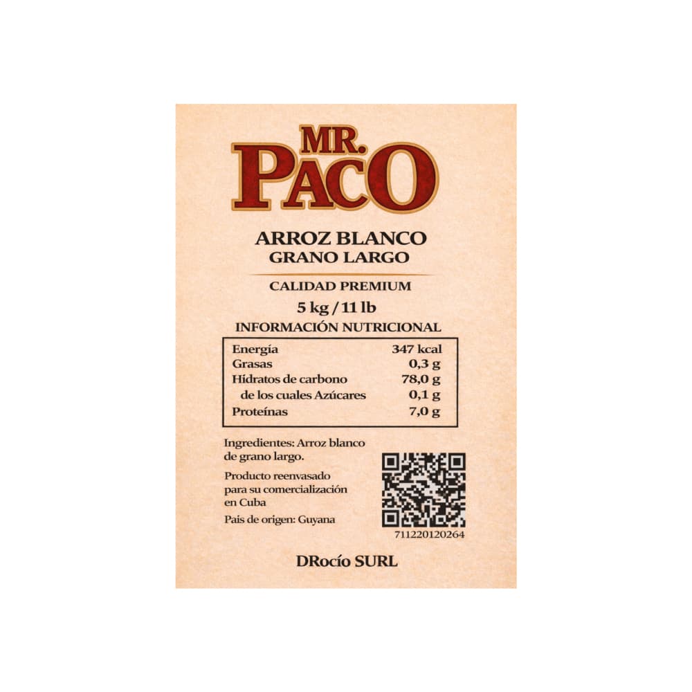 Arroz blanco grano largo Mr. Paco (5 kg / 11 lb) - Miniatura 2