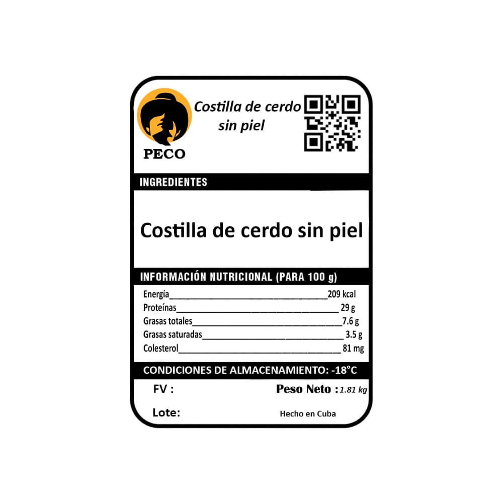 Costilla de cerdo sin piel Peco (1.81 kg / 4 lb) - Miniatura 3