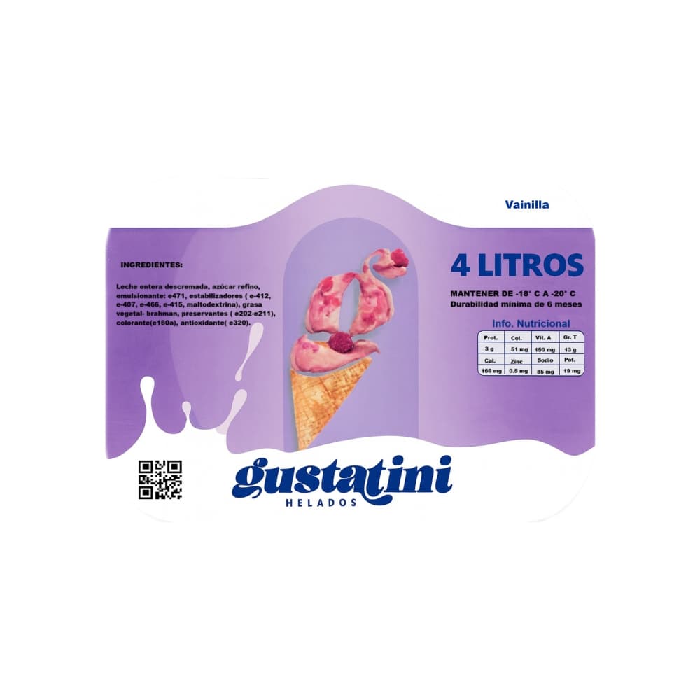 Helado sabor vainilla Gustatini (4 L) - Miniatura 2