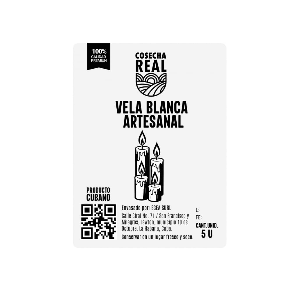 Vela blanca artesanal Cosecha Real (5 U) - Miniatura 3