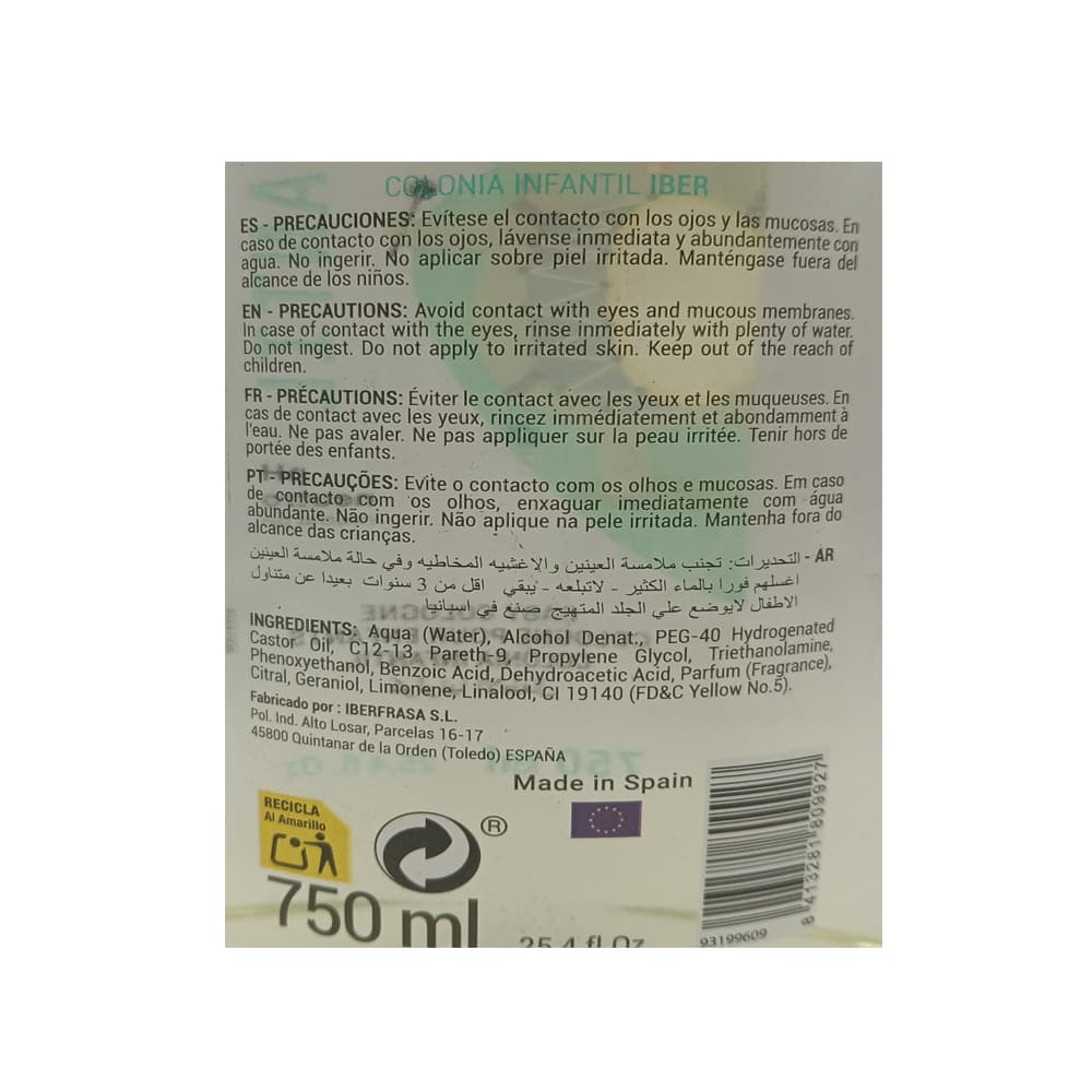 Colonia infantil PH Neutro Iber (750 ml) - Miniatura 2