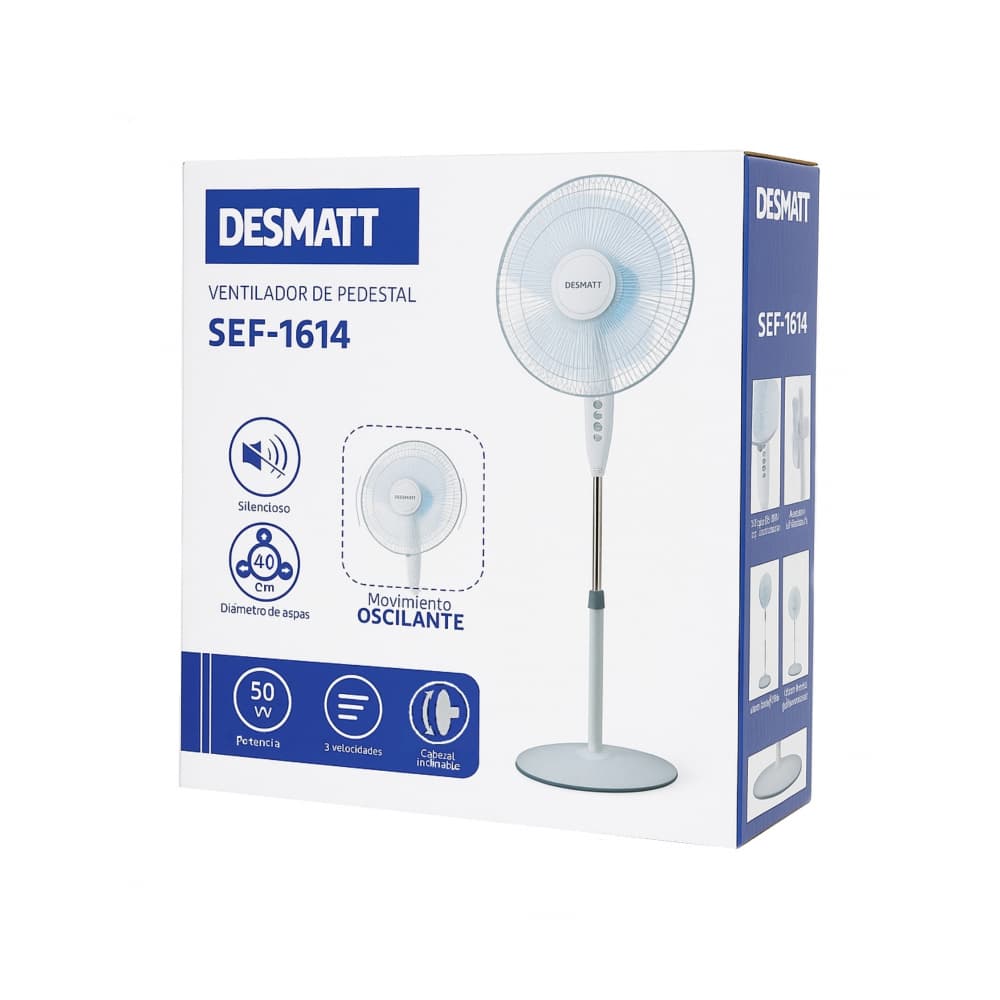 Ventilador de pedestal color blanco Desmatt SEF-1614 - Miniatura 3