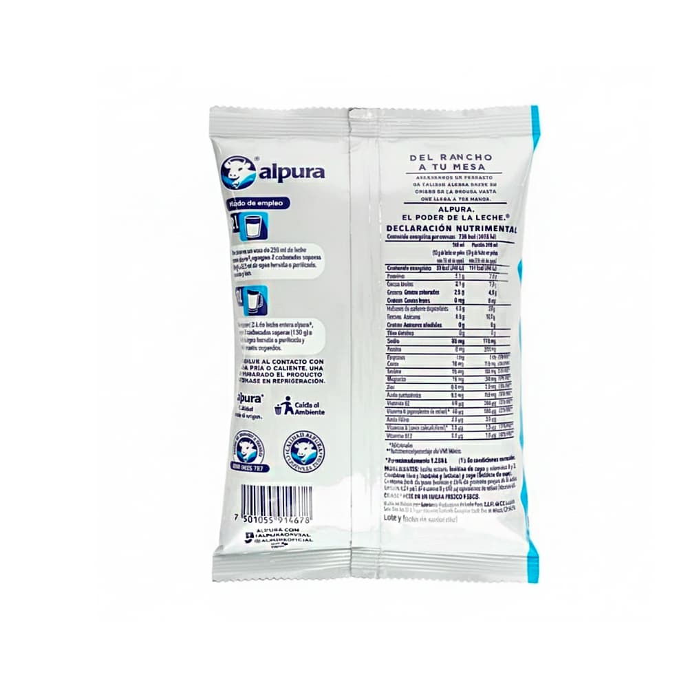Leche entera en polvo adicionada con vitaminas A y D clásica Alpura (150 g / 5.29 oz) - Miniatura 4