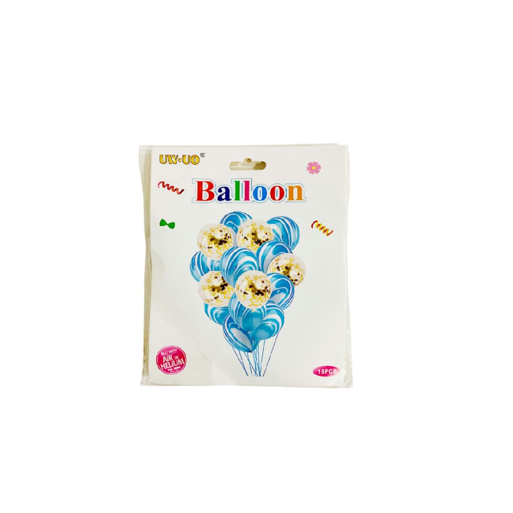 Set de globos redondos azules y dorados (15 U) - Miniatura 3