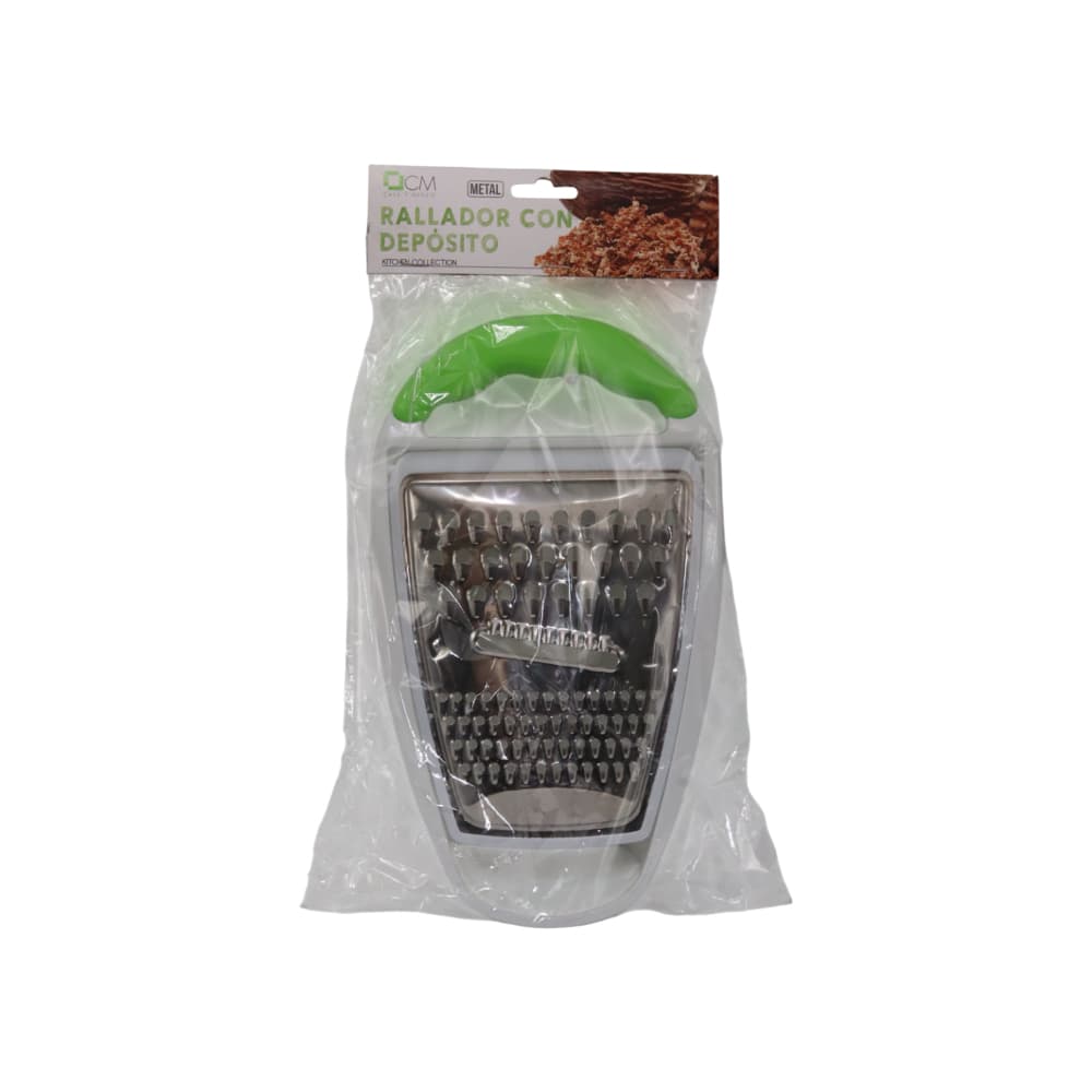 Rallador con recipiente con mango color verde 27 cm x 15 cm Casa y Menaje - Miniatura 3