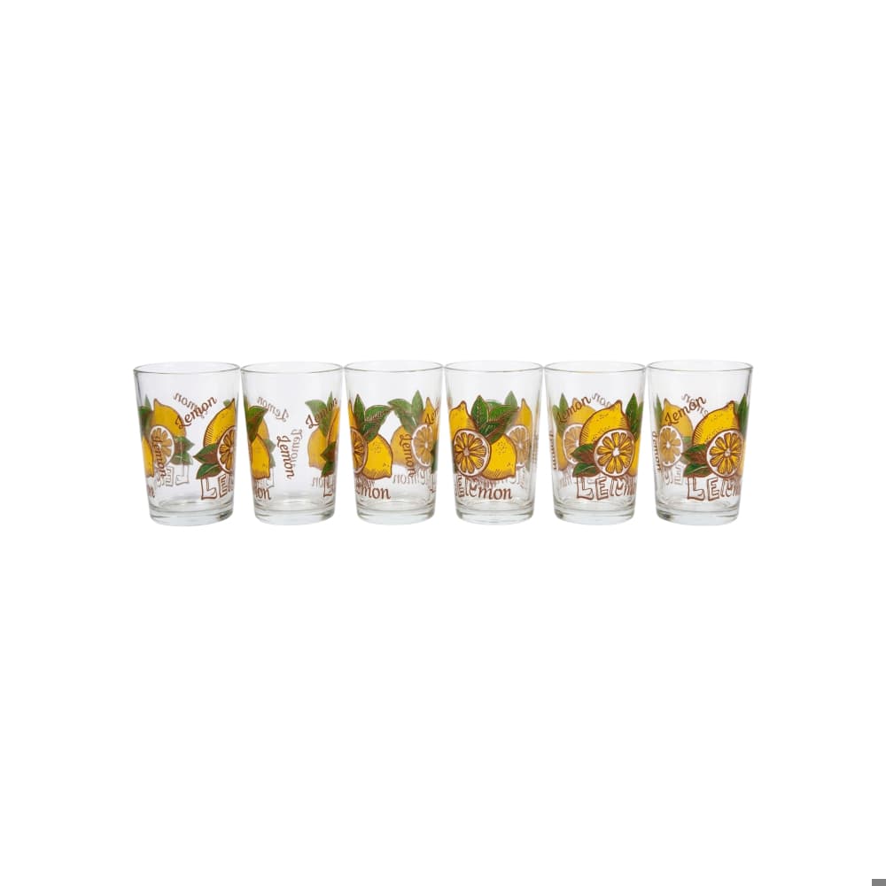 Juego de 6 vasos de vidrio con diseño de limón Mukhi Impex SA - Miniatura 3
