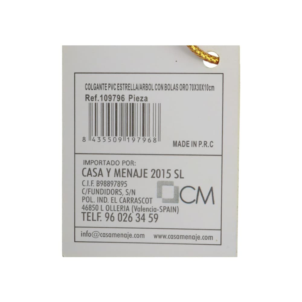 Colgante de PVC estrella/árbol con bolas doradas 70 x 30 cm Casa y Menaje - Miniatura 4