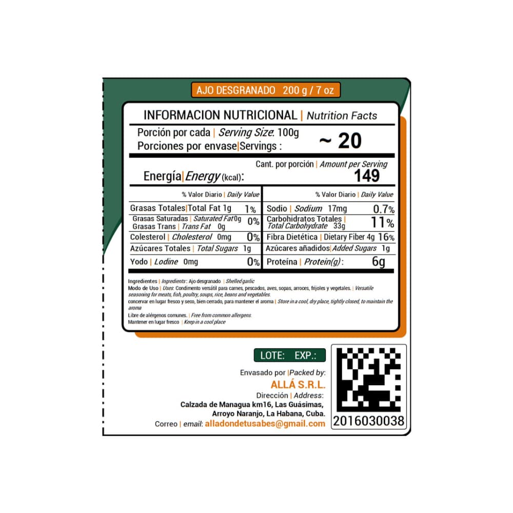 Ajo desgranado ALLÁ (200 g / 7 oz) - Miniatura 3