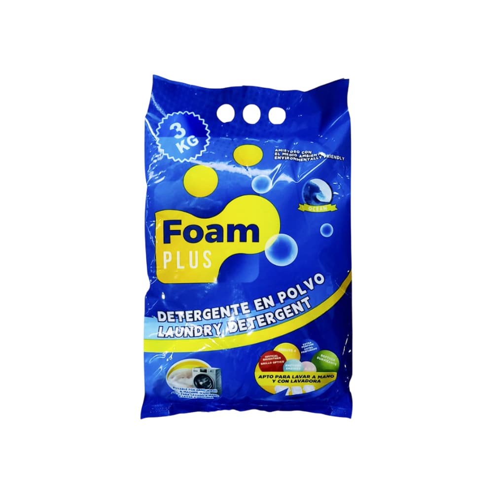 Combo Detergente en Polvo Foam Plus (2 x 3 kg) +  Jabón de tocador de rosas Total Care (10 x 75 g / 2.6 oz) - Miniatura 3