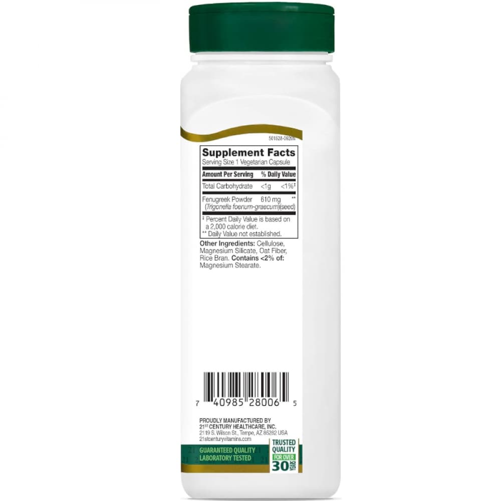 Suplemento herbario con fenogreco 610 mg Century (100 cápsulas) - Miniatura 2