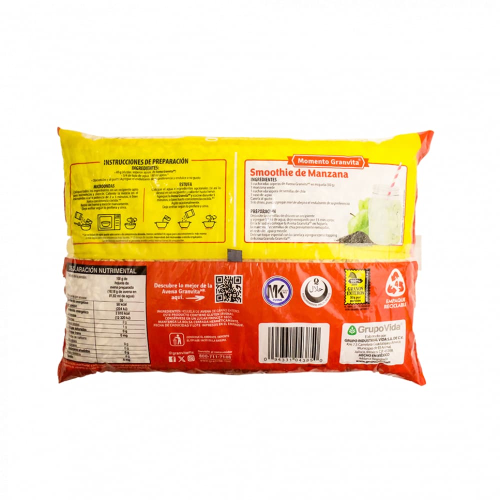 Hojuelas de avena integral Granvita (1kg / 2.2 lb) - Miniatura 2