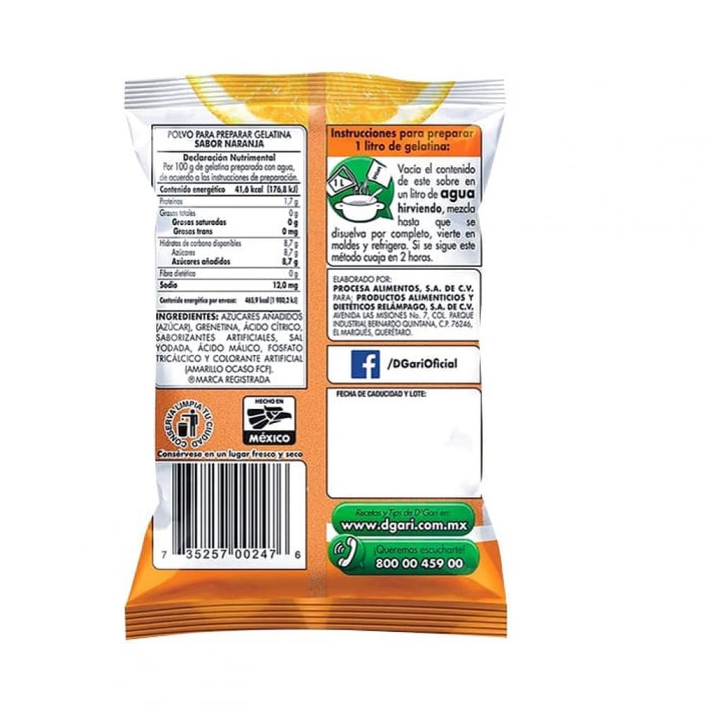 Gelatina sabor naranja D'Gari (120 g / 4.2 oz) - Miniatura 3