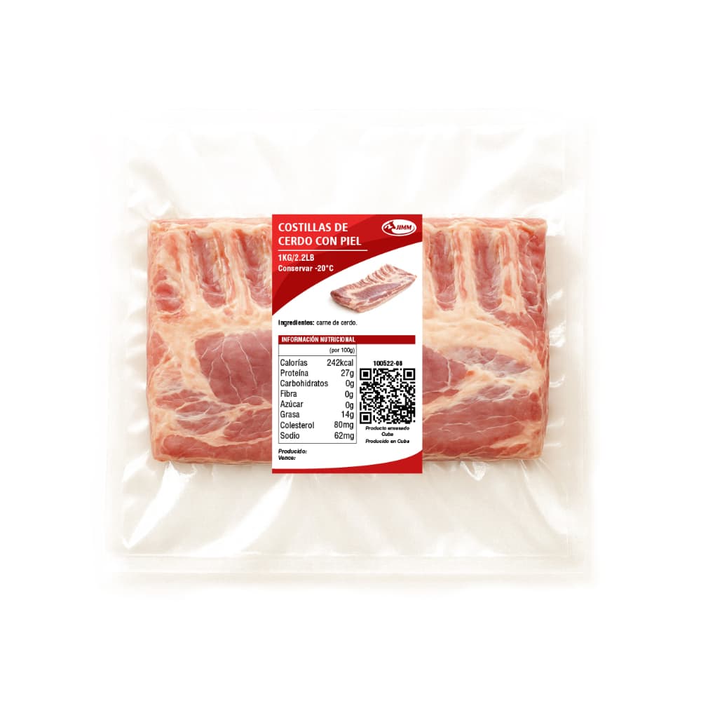 Costillas de cerdo con piel Jimm (1.0 kg / 2.2 lb) - Imagen 1