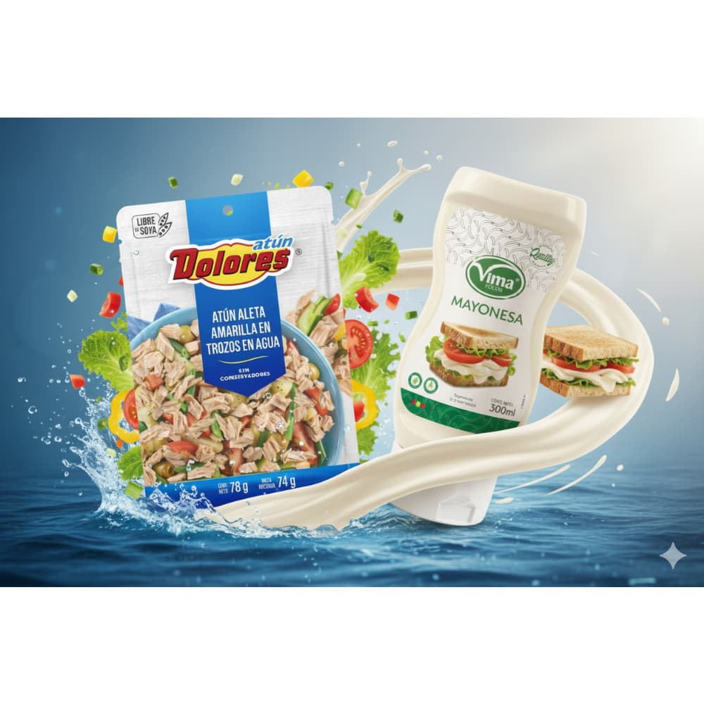 Atún aleta amarilla en trozos en agua Dolores (78 g / 2.75 oz) + Mayonesa Vima Foods (300 ml) - Miniatura 4