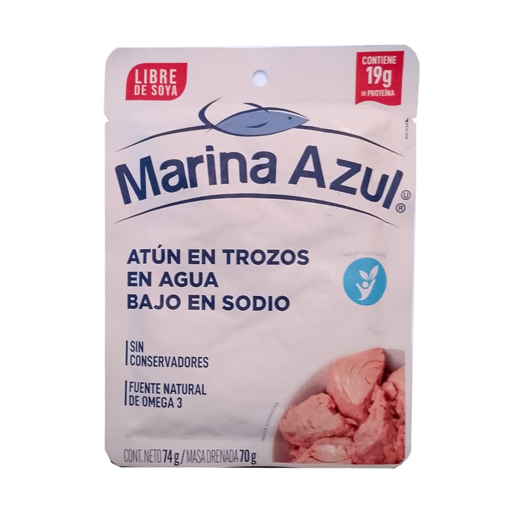 Atún en trozos en agua bajo en sodio Marina Azul (74 g / 2.61 oz) - Imagen 1