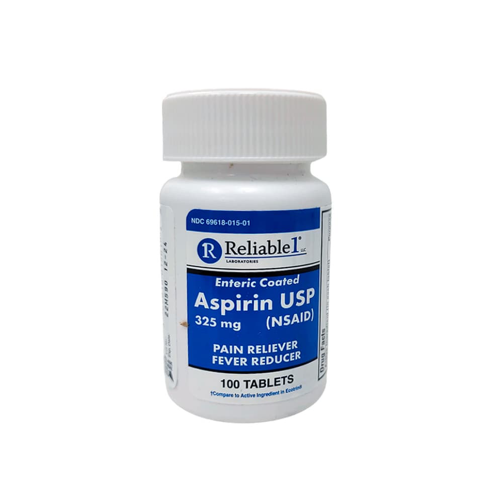 Aspirina. Ácido acetilsalicílico 325 mg Reliable-1 (100 tabletas) - Imagen 1