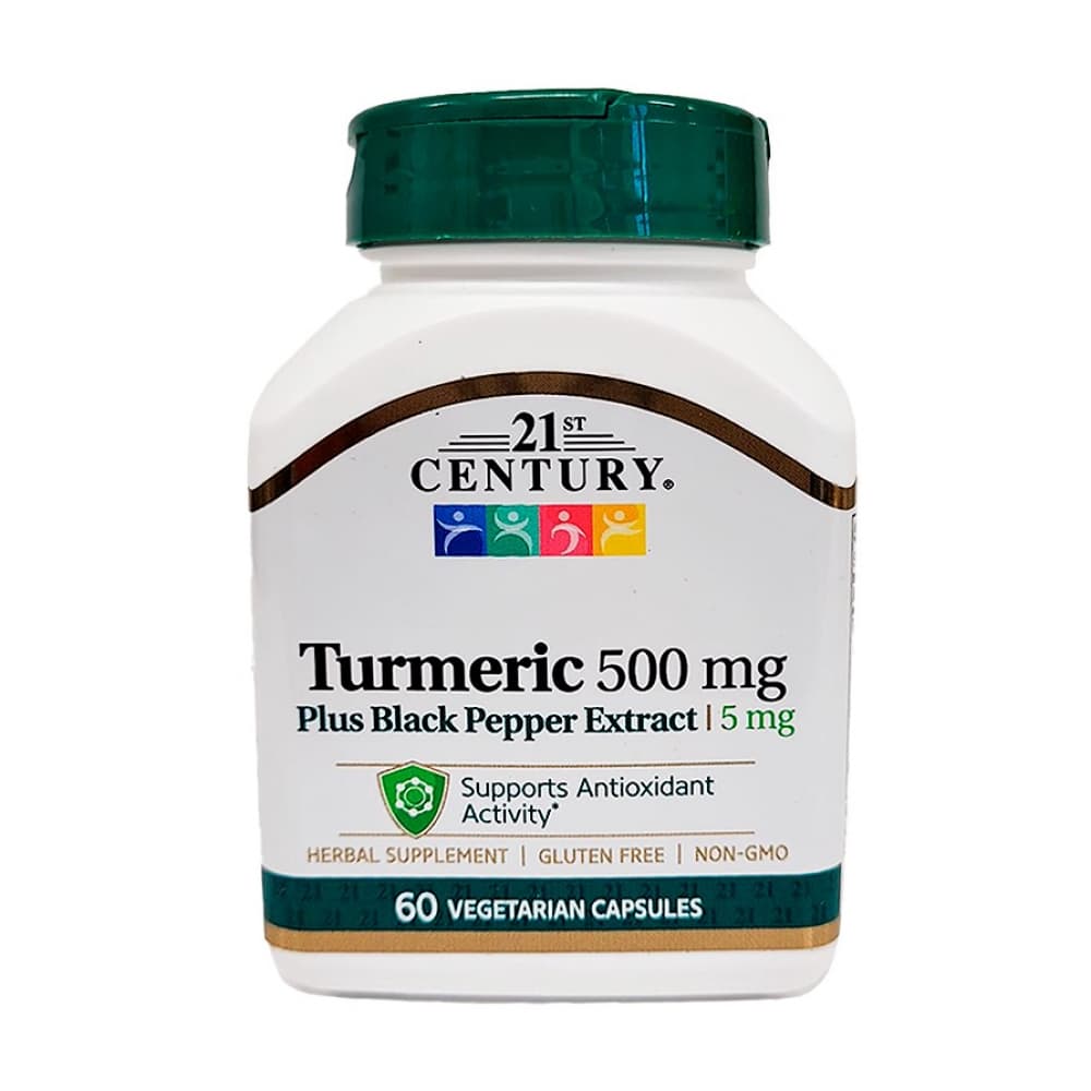 Cúrcuma 5 mg + Extracto de pimienta negra 500 mg 21st Century (60 cápsulas) - Imagen 1
