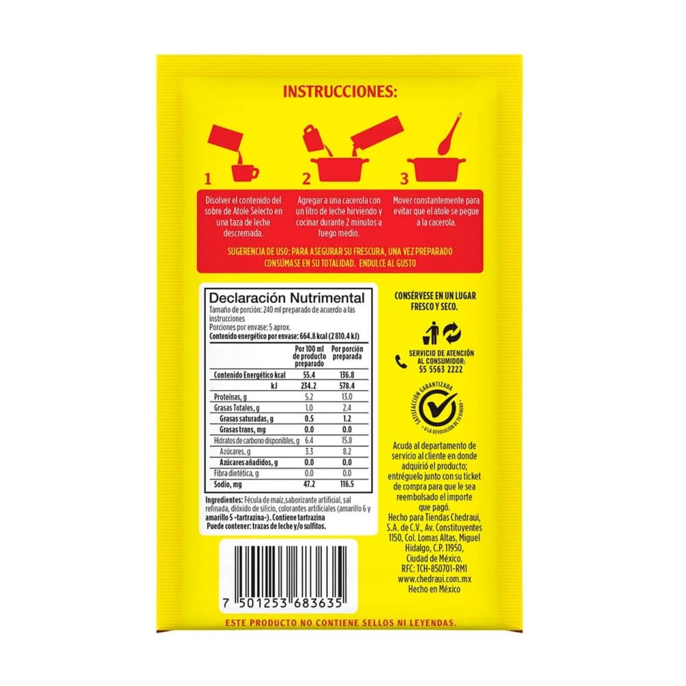 Fécula de maíz para preparar atole sabor vainilla Selecto (47 g / 1.65 oz) - Miniatura 2