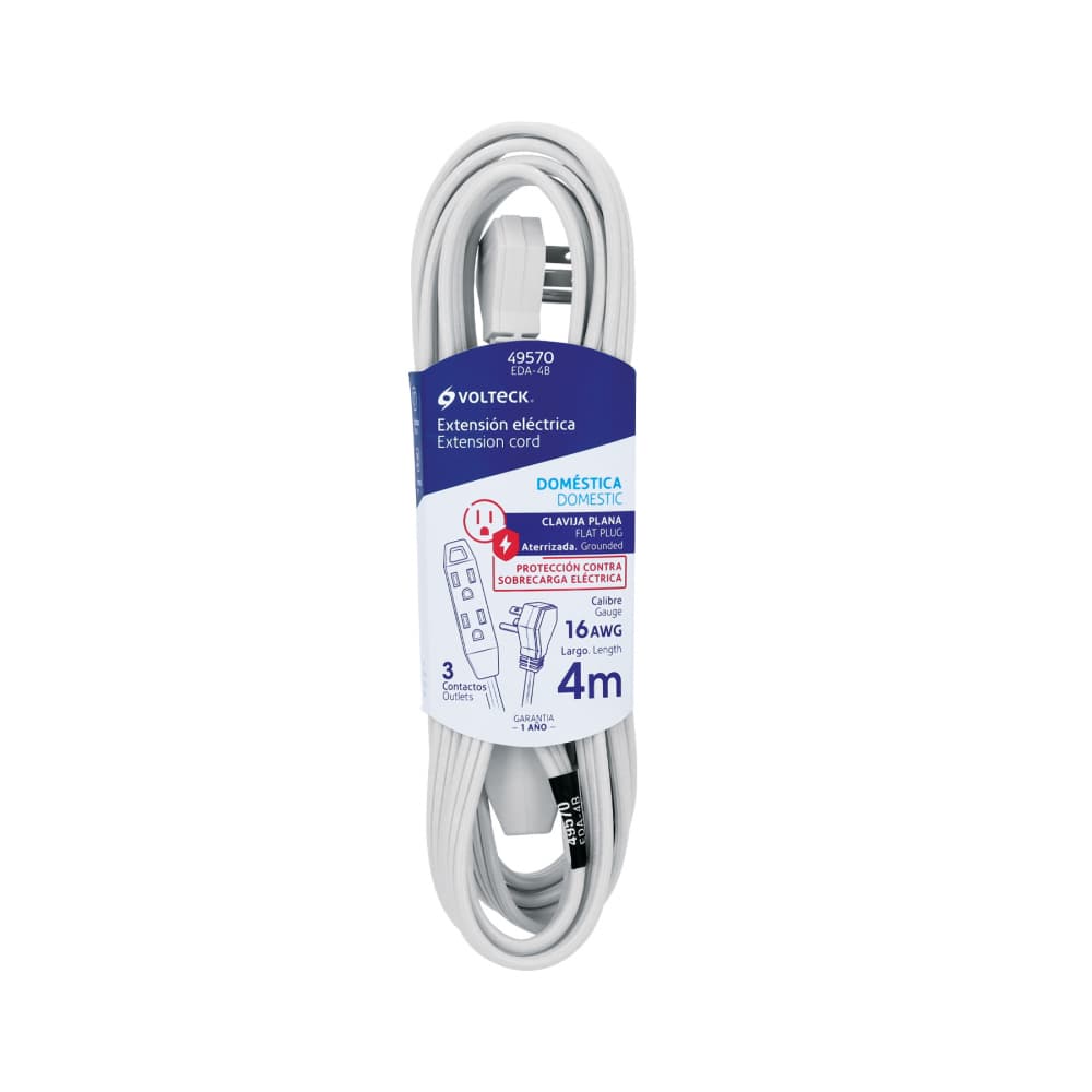 Extensión eléctrica con conexión a tierra de 4 m Volteck 49570 - Miniatura 1