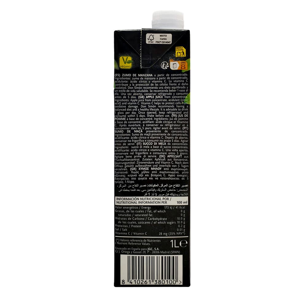 Zumo - jugo - de manzana enriquecido con vitamina C Don Simon (1 L) - Miniatura 2