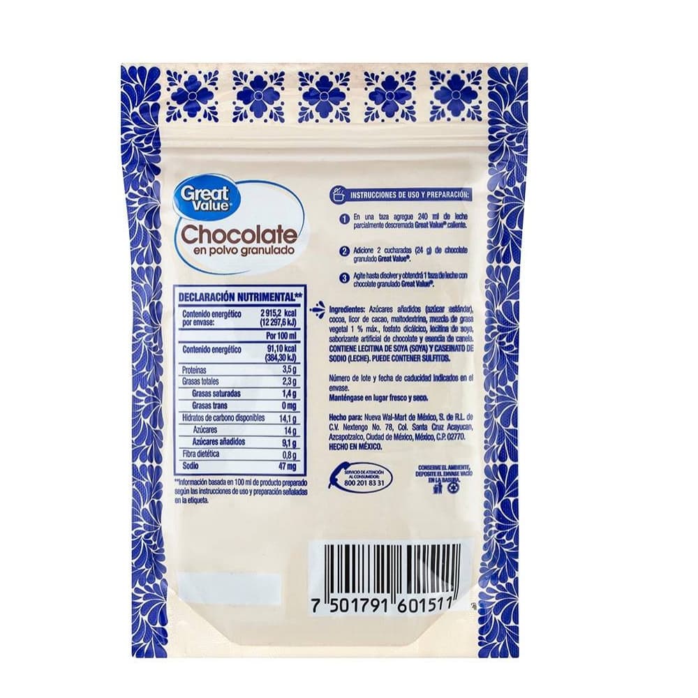 Chocolate en polvo granulado Great Value (320 g / 11.29 oz) - Miniatura 2