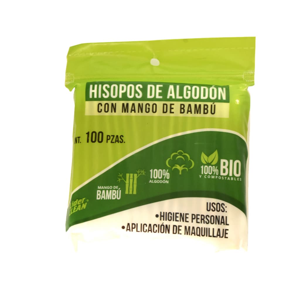 Hisopos de algodón con mango de bambú (100 U) - Imagen 1