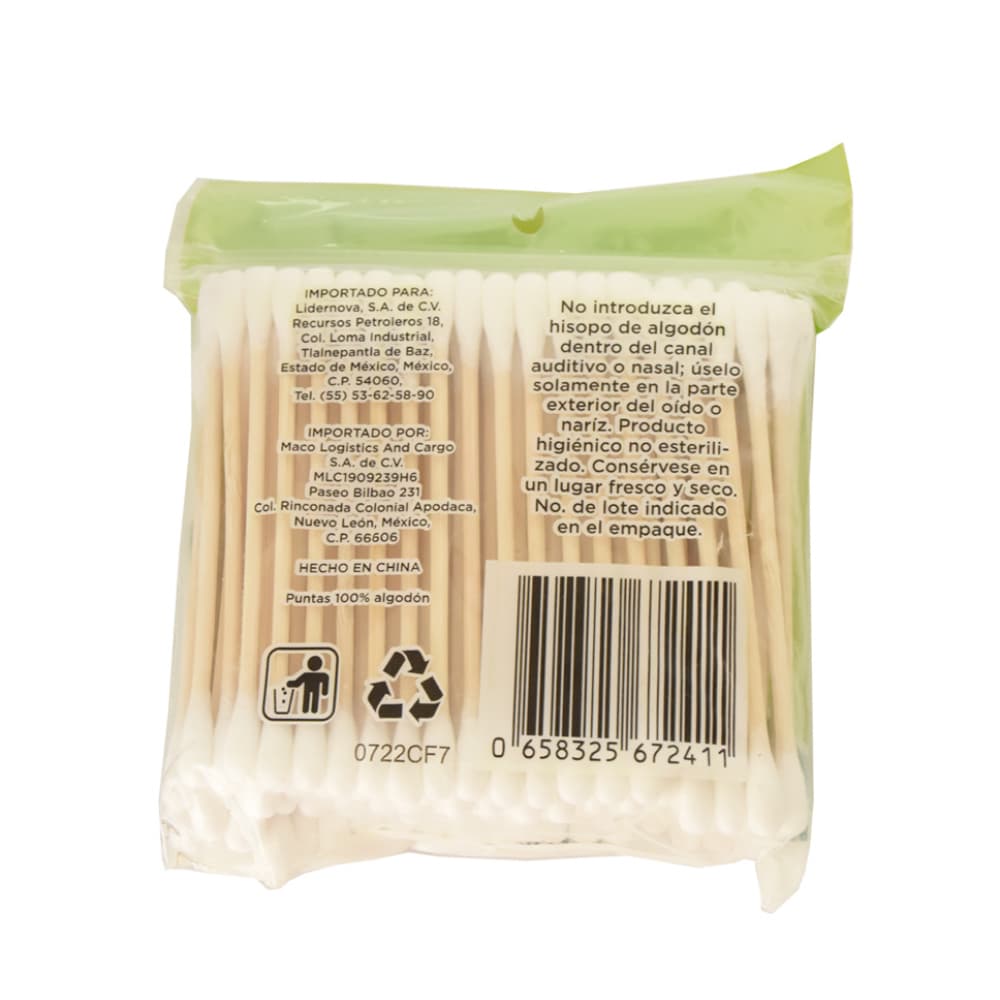 Hisopos de algodón con mango de bambú (100 U) - Miniatura 2