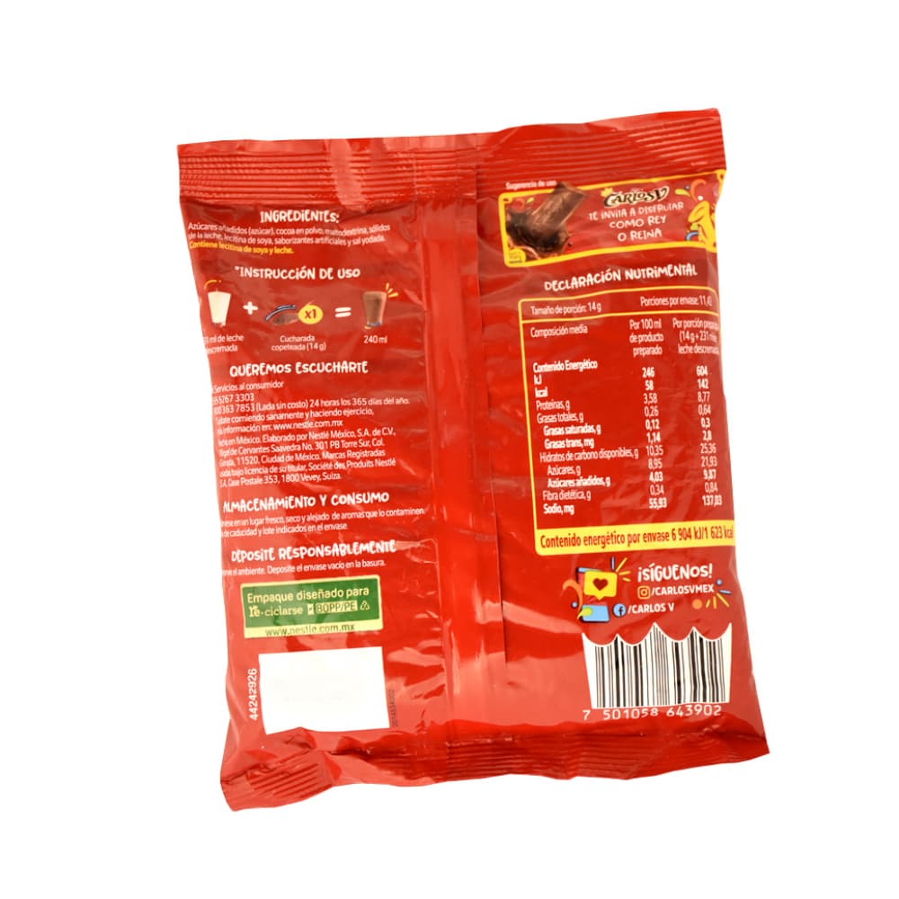 Chocolate en polvo Carlos V Nestlé (160 g / 5.64 oz) - Miniatura 2