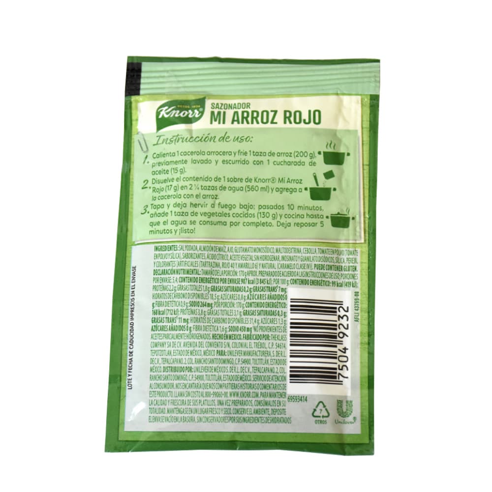Sazonador mi arroz rojo Knorr (17 g) - Miniatura 3
