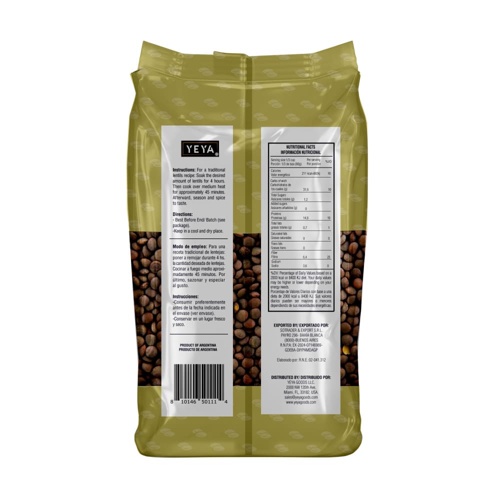 Lentejas Yeya (1 kg / 2.2 lb) - Miniatura 2