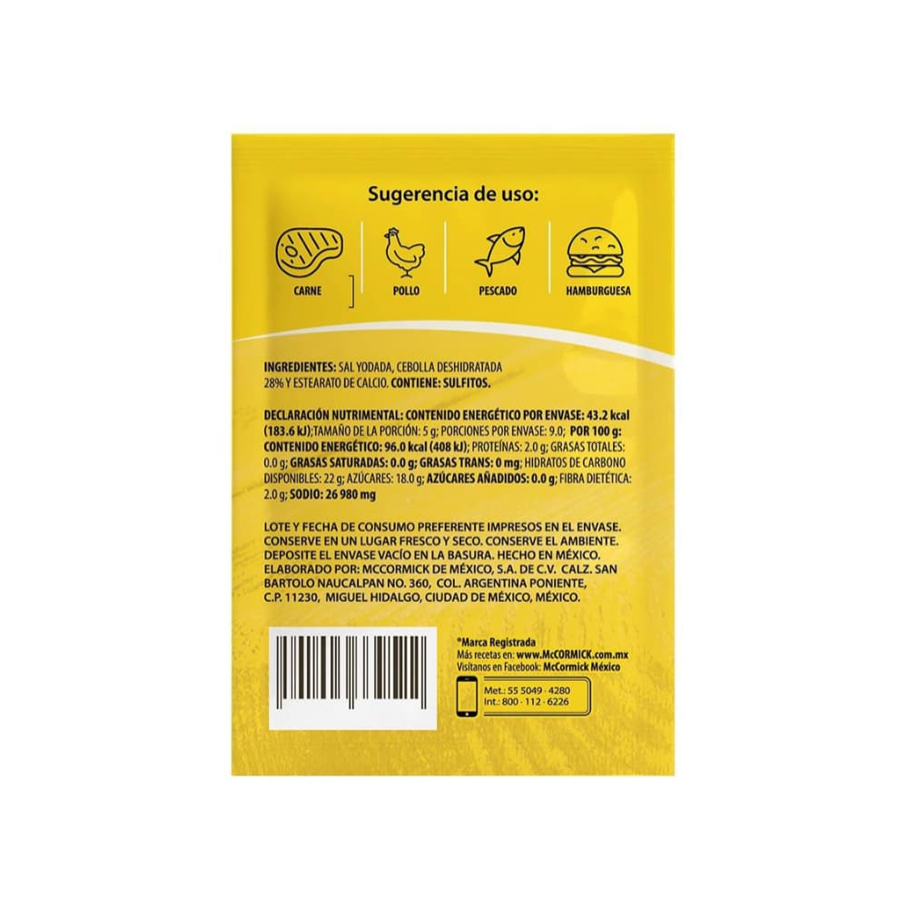 Sal con cebolla McCormick (45 g / 1.6 oz) - Miniatura 2