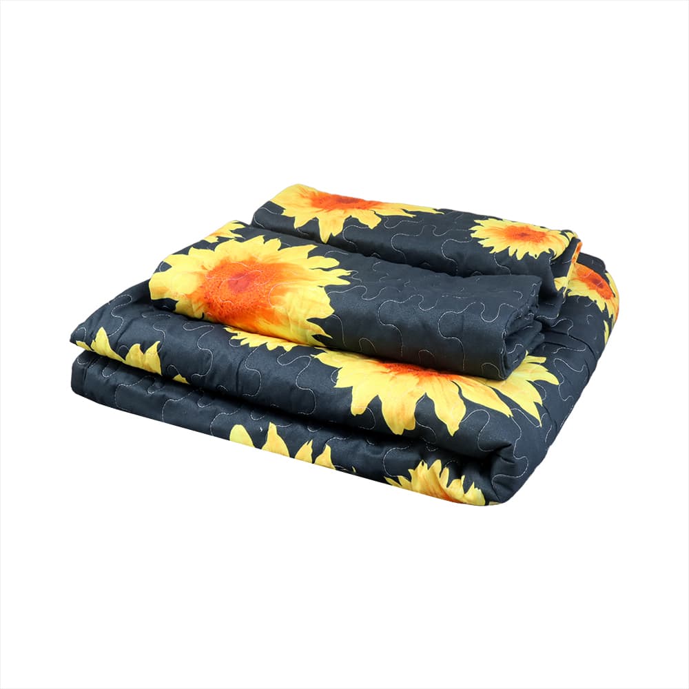 Edredón 205 cm x 220 cm con 2 fundas dobles negro floreado Thaba - Miniatura 1