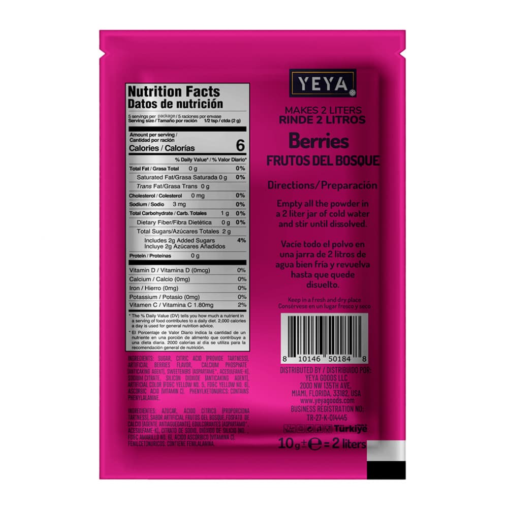 Refresco instantáneo sabor frutos del bosque YEYA (10 g) - Miniatura 2