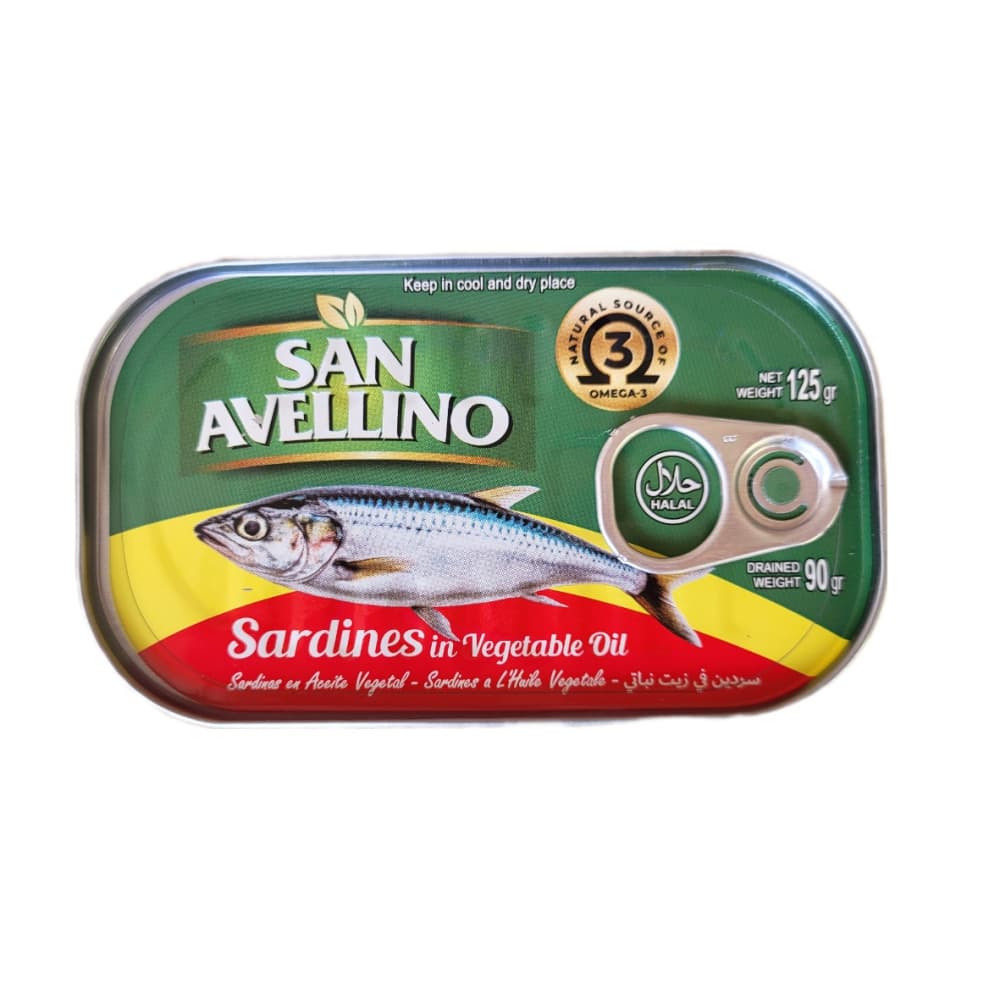 Sardinas en aceite vegetal San Avellino (125 g / 4.40 oz) - Imagen 1