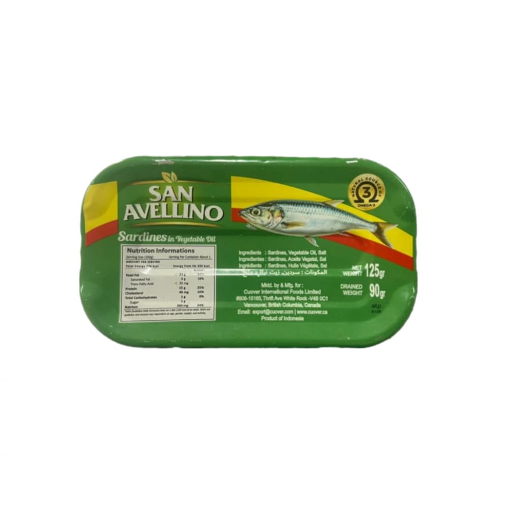 Sardinas en aceite vegetal San Avellino (125 g / 4.40 oz) - Miniatura 3