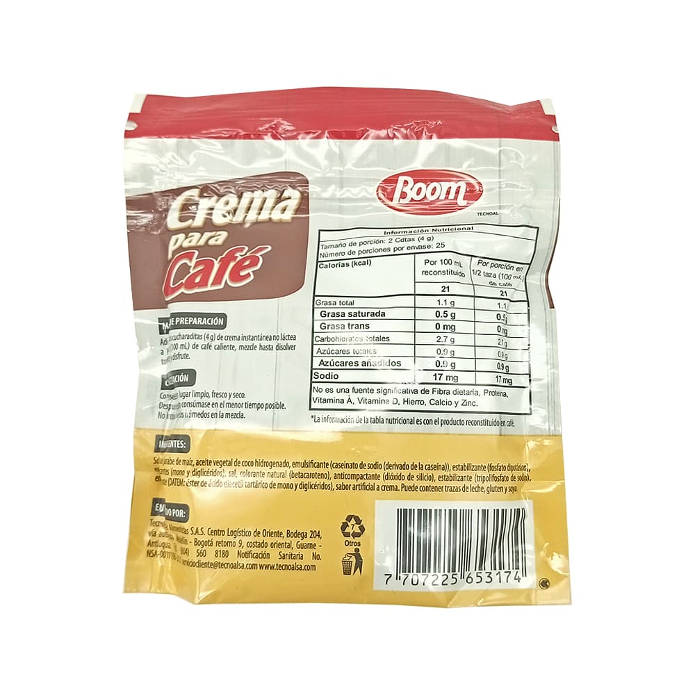 Crema para café sin lactosa Boom (100 g / 3.53 oz) - Miniatura 4
