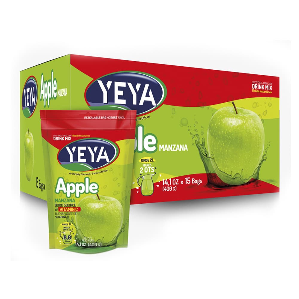 Refresco instantáneo -con azúcar- sabor a manzana Yeya (15 x 400 g / 14.1 oz) - Imagen 1