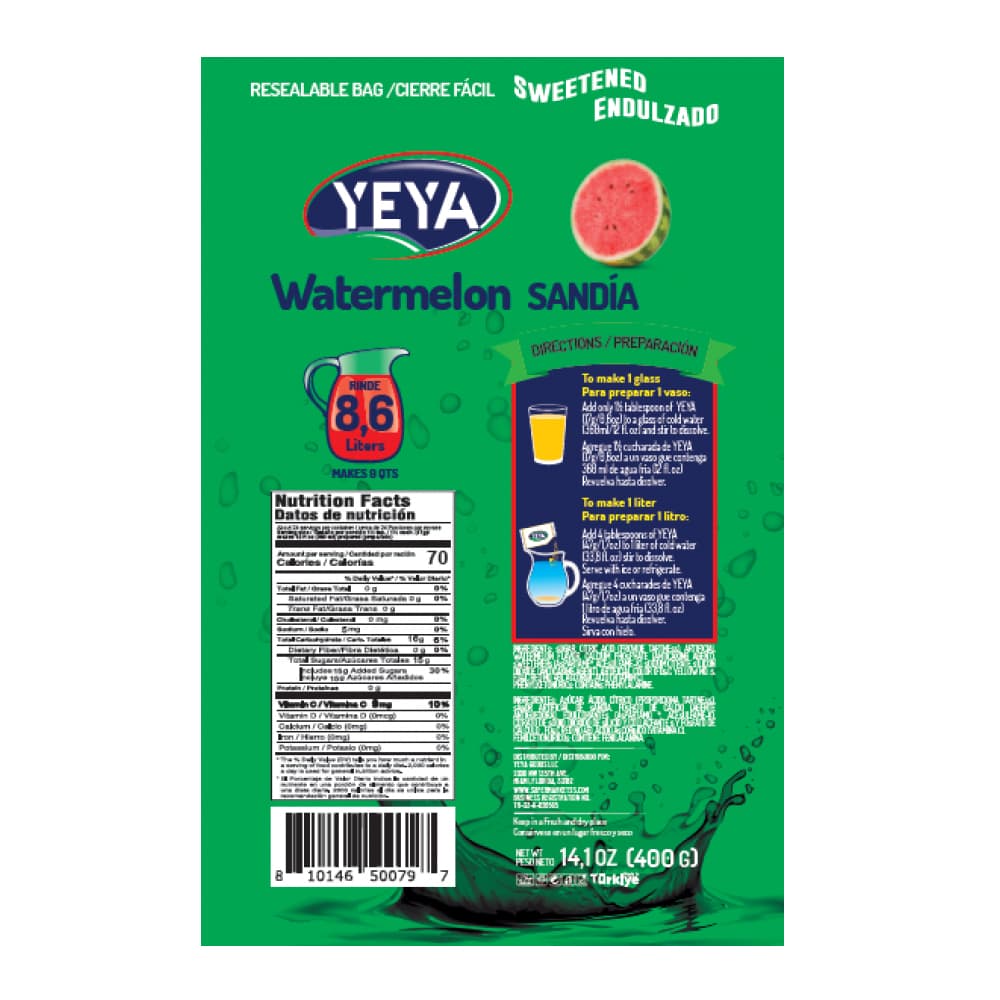 Caja de refresco instantáneo sabor a melón YEYA (15 x 400 g / 14.1 oz) - Miniatura 3
